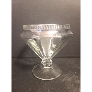 Vintage 1920s Lancaster Glass Clear Glass Pedestal Candy Dish‎ Art Deco NO Top